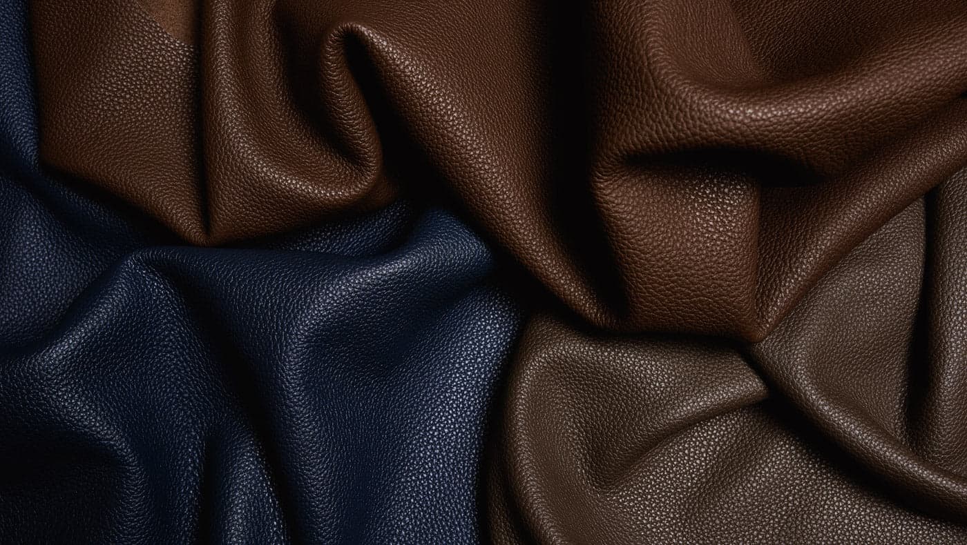 Leather drape and fold detail.